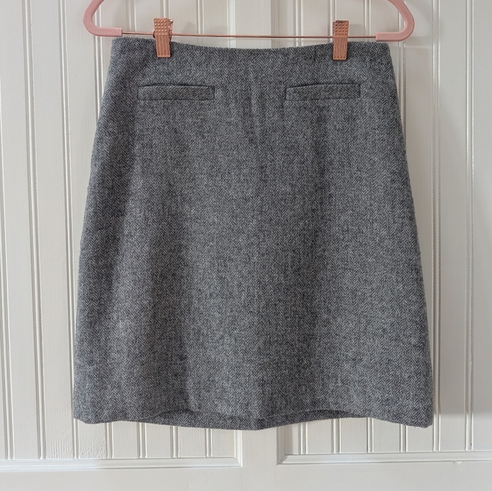 Talbot's Gray Herringbone Wool Skirt